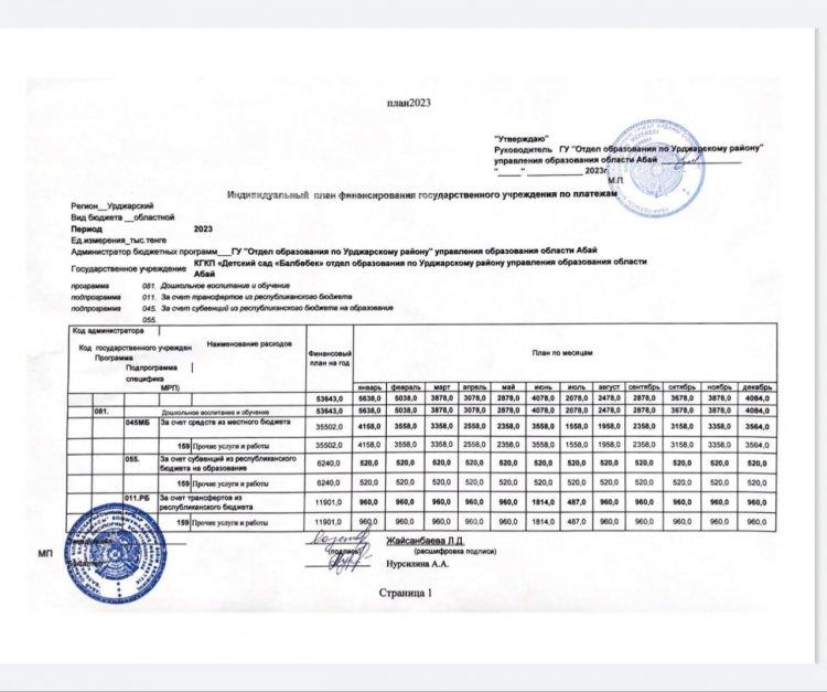 2023 жылға арналған қаржылық жоспар